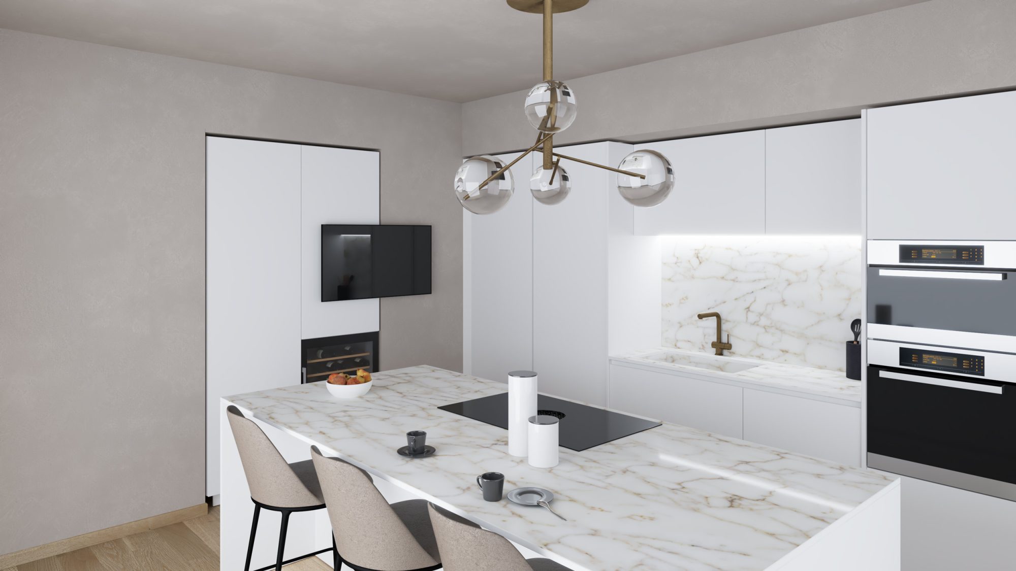Render cucina progetto Borghese