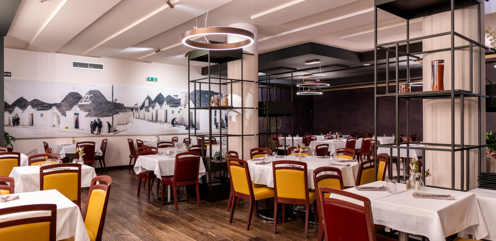 Dettaglio degli interni del ristorante Farinella curati da Carminati Interiors